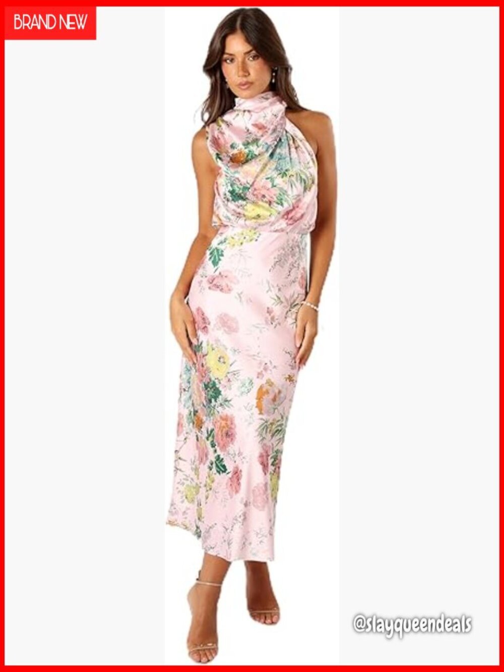 Midi Dress Halter Neck Sleeveless A-Line Formal Wear